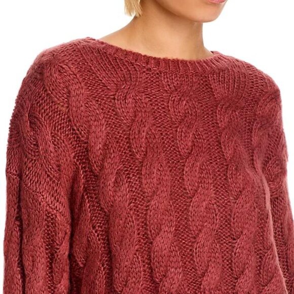 Steve Madden Ceronne Cable Knit Crewneck Sweater - NWT Small Rust - Picture 4 of 6